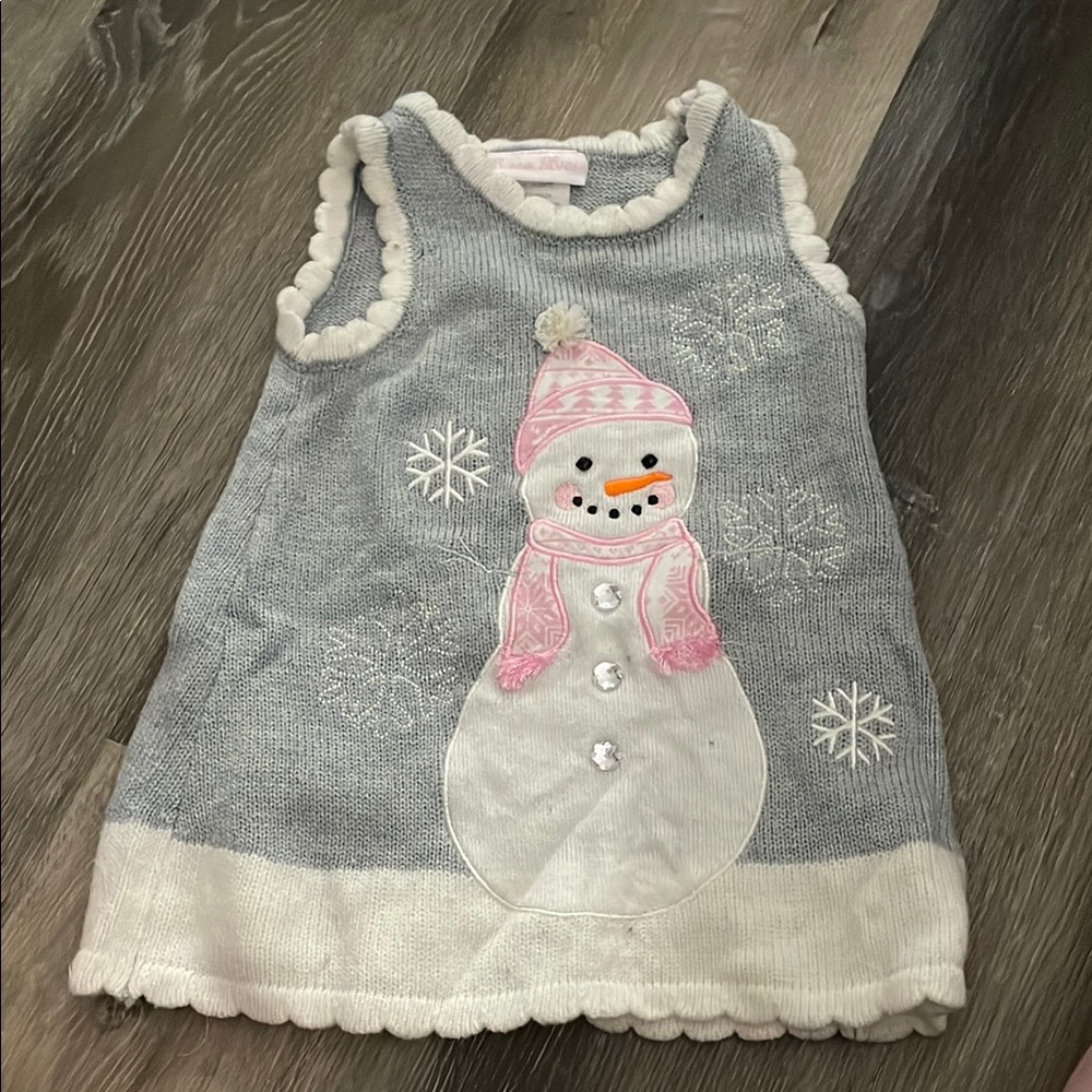 Gray and White Snowman Knit Dress